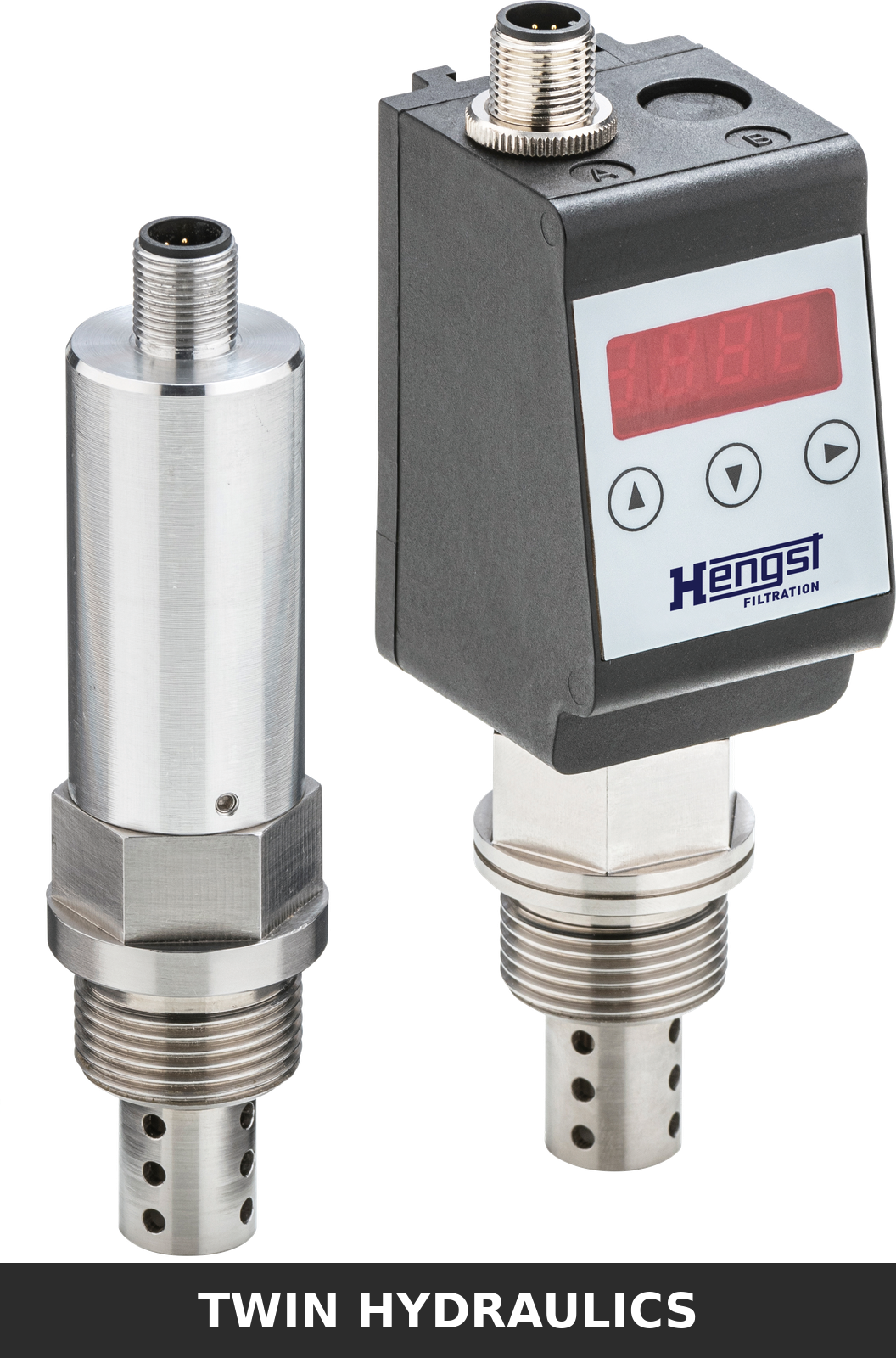 Hengst WGM oil humidity sensors, with and without display, supplied by Twin Hydraulics Engineering Malaysia